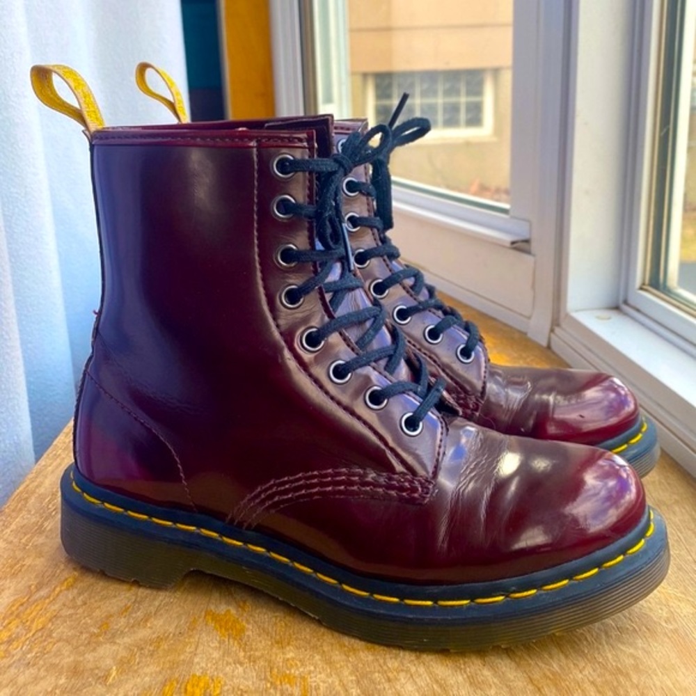 Dr. Martens Women's Cherry Red 1460 Leather Lace-Up Boots